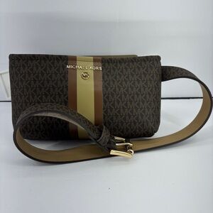 Michael Kors Chocolate Brown Logo Belt Bag Fanny Pack Brand New With Tags Womens